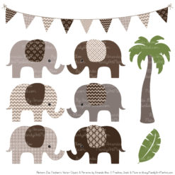 Chocolate Patterned Elephant Clipart & Patterns