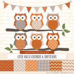 Pattern Zoo Pumpkin Patterned Owl Clipart & Patterns