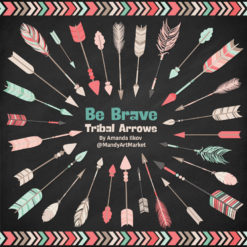 Mint & Coral Tribal Arrows Clipart