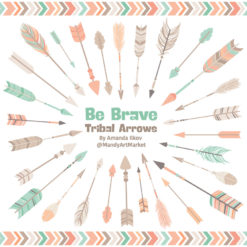 Mint & Peach Tribal Arrows Clipart