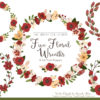 Round Floral Wreaths Clipart in Christmas
