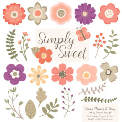 Antique Peach Cute Flower Clipart