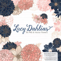 Navy & Blush Dahlia Clipart