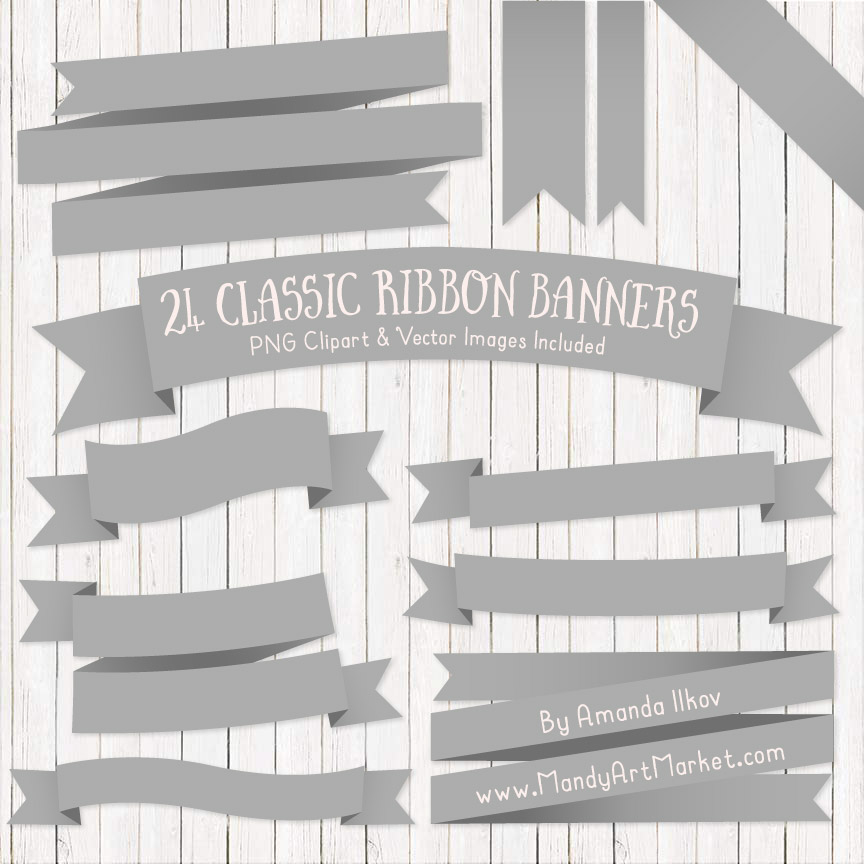 Grey Ribbon Banner Clipart