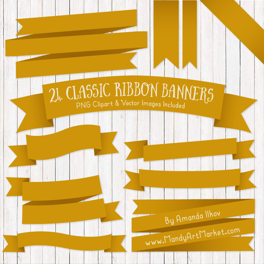 Mustard Ribbon Banner Clipart