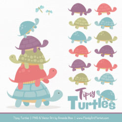 Vintage Turtle Stack Clipart Vectors