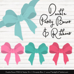 Free Aqua & Pink Party Bow Clipart