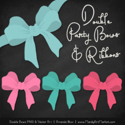 Free Aqua & Pink Party Bow Clipart