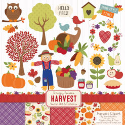 Free Fall Harvest Clipart & Paper Set