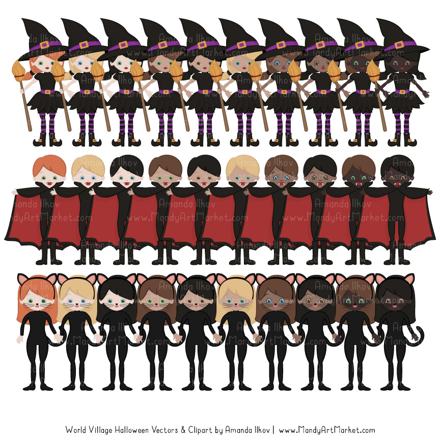 Spooky Halloween Characters Clipart